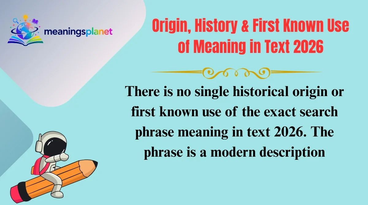 Origin, History & First Known Use of Meaning in Text 2026